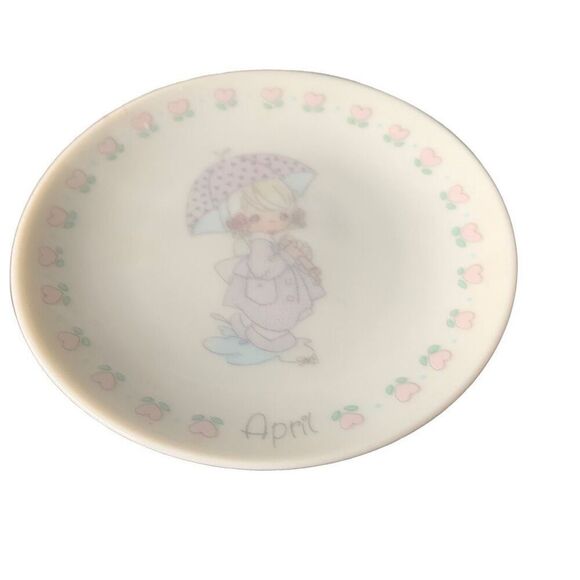 Vintage 1989 Enesco Precious Moments Plate April #65013 Classic Style Display - Picture 7 of 9